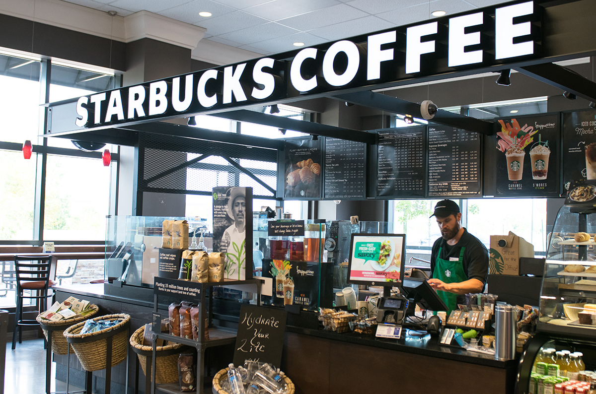 On-site Starbucks for your daily caffeine fix